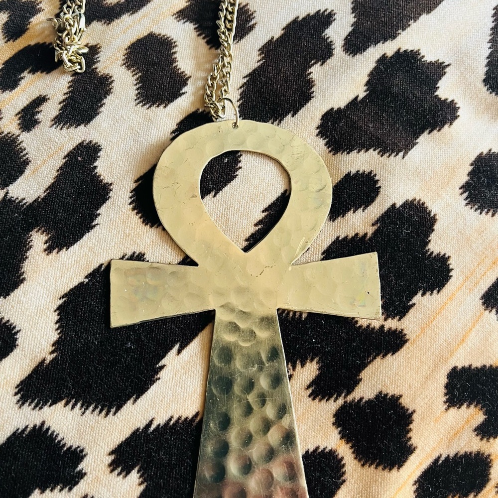 Large goddess energy Gold Ankh Pendant Necklace